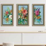 Red Barrel Studio® Country Florals - 3 Piece Picture Frame Painting Plastic/Acrylic in Blue/Green/Pink | 35.5 H x 58.5 W x 0.75 D in | Wayfair
