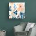 Wrought Studio™ Terra Cotta Blooms IV by June Erica Vess - Wrapped Canvas Painting Canvas in Blue/Brown/Pink | 14 H x 14 W x 2 D in | Wayfair