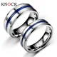 Bague à rainure en acier inoxydable noir et bleu pour hommes bracelets de mariage bague pour