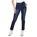 K Jordan Mid-Rise Straight-Leg Jean (Size 16W) Dark Vintage Wash, Cotton,Polyester,Elastine