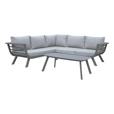 Ecksofa für 5 Personen mit Beistelltisch »Aurelia« grau, Garden Pleasure, 208x61 cm