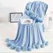 Urban Outfitters Bedding | Free Shipping Pom Pom Shabby Chic Throw Bla | Color: Blue | Size: Os