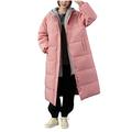 URIBAKY Women's Winter Coat Thick Quilted Cotton Jacket with Pocket Mid-Length Hooded Coat, Chic Quilted Jackets, Parka Closure, Warm and Elegant, Pink, XL