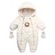 AIKSSOO Baby Infant Winter Snowsuit Hooded Romper with Gloves Booties Jumpsuit Outfits (White, 6-9 Months)