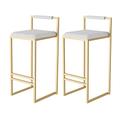 LIYANLCX Bar Stools Set of 2 Velvet Upholstered Seat with Gold Metal Legs Kitchen Breakfast Barstools Counter Chair 66cm Seat Height