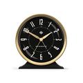 NEWGATE® Hotel Alarm Clock - Art Deco Alarm Clock - Round Alarm Clock - Analogue No-Tick Alarm Clock - Small Alarm Clock - Arabic Dial - Silicone Finish (Black)