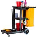 Economy Cleaning Cart - Black Polyethylene Trolley with Large Yellow Bag - The Workplace Depot