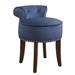 Hillsdale Furniture Lena Wood and Upholstered Vanity Stool, Espresso with Blue Velvet - 51105