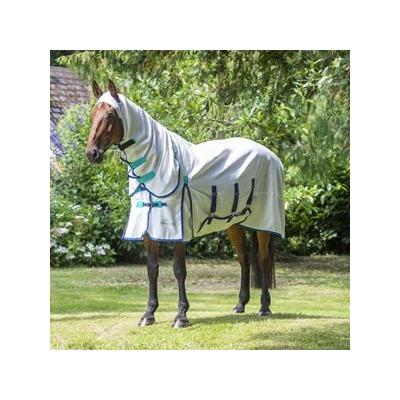 Shires Sweet Itch Combo Fly Sheet - 69 - White/Teal/Navy - Smartpak