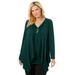 Plus Size Women's Layered look long top with sequined inset by Woman Within in Emerald Green (Size L) Shirt