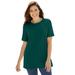 Plus Size Women's Perfect Short-Sleeve Crewneck Tee by Woman Within in Emerald Green (Size 1X) Shirt