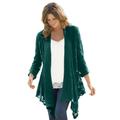 Plus Size Women's Open Front Pointelle Cardigan by Woman Within in Emerald Green (Size 6X) Sweater