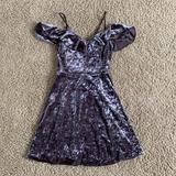 American Eagle Outfitters Dresses | American Eagle Cold Shoulder Crushed Velvet Dress | Color: Brown/Purple | Size: Xs