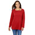 Plus Size Women's Perfect Long-Sleeve Square-Neck Tee by Woman Within in Classic Red (Size 18/20) Shirt