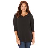 Plus Size Women's Seasonless Swing Tunic by Catherines in Black (Size 0X)