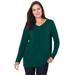 Plus Size Women's Perfect Long-Sleeve V-Neck Tee by Woman Within in Emerald Green (Size 6X) Shirt