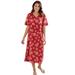 Plus Size Women's Long Print Sleepshirt by Dreams & Co. in Classic Red Winter Snow (Size 1X/2X) Nightgown