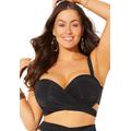 Plus Size Women's Crisscross Cup Sized Wrap Underwire Bikini Top by Swimsuits For All in Black (Size 20 E/F)
