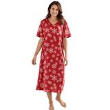 Plus Size Women's Long Print Sleepshirt by Dreams & Co. in Classic Red Winter Snow (Size 3X/4X) Nightgown