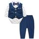 mintgreen Baby Boys Formal Outfit Suit Newborn Gentleman Wedding Waistcoat Tuxedo Long Sleeve Winter 3 Pieces Bodysuit, Navy Blue, 12-18 Months