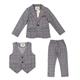 Boys Gray Plaid Tuxedo Suits Blazer Jacket Waistcoat Trousers 3 Pieces Set (Gray, 5 Years)