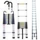 6.2 Meters Telescoping Extension Ladder and Roof Hook Kit Aluminum Folding Ladders Capacity Max Load 150kg/330lb Portable Easy to Carry and Storage 15 Steps，Good For Maintenance in Houses Building