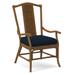 Braxton Culler Drury Lane Slat Back Dining Arm Chair Upholstered/Wicker/Rattan in Blue/Black/Brown | 39 H x 25 W x 25 D in | Wayfair