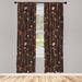 East Urban Home Microfiber Floral Semi-Sheer Rod Pocket Curtain Panels Microfiber in Red/Brown | 28" W x 84" L | Wayfair