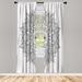East Urban Home Microfiber Floral Semi-Sheer Rod Pocket Curtain Panels Microfiber in White/Black | 28" W x 63" L | Wayfair