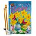 Angeleno Heritage Daffodils Easter House 2-Sided Polyester 40 x 28 in. Flag Set in Blue/Red/Yellow | 40 H x 28 W in | Wayfair