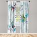 East Urban Home Microfiber Floral Semi-Sheer Rod Pocket Curtain Panels Microfiber in Green/Blue | 28" W x 63" L | Wayfair