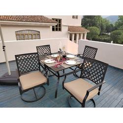 MEOOEM Patio Dining Armchair w/ Cushion in Black | 35.4 H x 22 W x 22 D in | Wayfair MEOGFC03B02-4SET