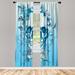 East Urban Home Microfiber Floral Semi-Sheer Rod Pocket Curtain Panels Microfiber in Green/Blue | 63 H in | Wayfair