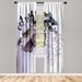 East Urban Home Microfiber Floral Semi-Sheer Rod Pocket Curtain Panels Microfiber in White/Black | 84 H in | Wayfair
