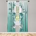 East Urban Home Microfiber Floral Semi-Sheer Rod Pocket Curtain Panels Microfiber in Green/Blue | 84 H in | Wayfair