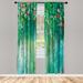 East Urban Home Microfiber Floral Semi-Sheer Rod Pocket Curtain Panels Microfiber in Green/Blue | 95 H in | Wayfair