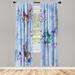 East Urban Home Microfiber Floral Semi-Sheer Rod Pocket Curtain Panels Microfiber in Green/Blue | 28" W x 63" L | Wayfair