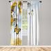 East Urban Home Microfiber Floral Semi-Sheer Rod Pocket Curtain Panels Microfiber in Green/Blue/Yellow | 84 H in | Wayfair