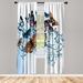 East Urban Home Microfiber Floral Semi-Sheer Rod Pocket Curtain Panels Microfiber in Green/Blue/White | 84 H in | Wayfair