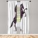 East Urban Home Microfiber Floral Semi-Sheer Rod Pocket Curtain Panels Microfiber in White/Black | 84 H in | Wayfair