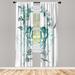 East Urban Home Microfiber Floral Semi-Sheer Rod Pocket Curtain Panels Microfiber in Gray/Green/Blue | 95 H in | Wayfair