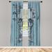 East Urban Home Microfiber Floral Semi-Sheer Rod Pocket Curtain Panels Microfiber in Green/Blue | 63 H in | Wayfair