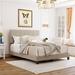 Winston Porter Roi Queen Tufted Low Profile Standard Bed Upholstered/Linen in Brown | 46.85 H x 64.2 W in | Wayfair