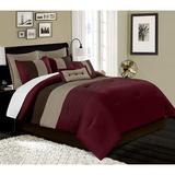 Latitude Run® Wyndmere 8-Piece Pleated Stripe Microfiber Comforter Set Polyester/Polyfill/Microfiber in Red | King Comforter + 2 King Shams | Wayfair