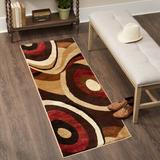 Brown/Red 21 x 0.5 in Area Rug - Winston Porter Rubith Abstract Brown/Beige Area Rugs, Polypropylene | 21 W x 0.5 D in | Wayfair