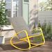 Winston Porter Outdoor Ayzel Rocking Metal Chair in Gray/Yellow | 32 H x 24.8 W x 37.4 D in | Wayfair C227796B7CEC4947BA3B52C1B0E8CFBB
