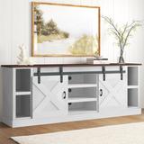Hungerford 85-inch TV Stand Console for TVs up to 88 inches, No Assembly Required Wood in Brown Laurel Foundry Modern Farmhouse® | 31.5 H in | Wayfair
