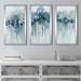 Brayden Studio® Blue Birch Morning by Susan Jill - 3 Piece Picture Frame Painting /Acrylic in Blue/Gray/Green | 52.5 H x 33.5 W x 1 D in | Wayfair