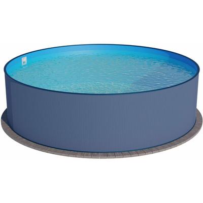 Summer Fun - Stahlwandpool rund Größe wählbar, 120cm tief, Stahl 0,4mm anthrazit, Folie 0,4mm blau,