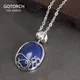 Collier pendentif en argent Sterling 925 pour femme bijoux fins en pierre naturelle Lapis Lazuli